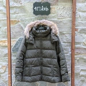 Olive Green Winter Jacket with Fur